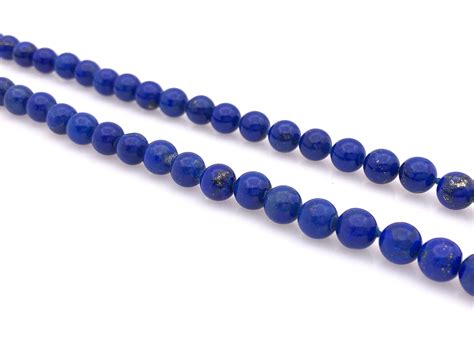 Lot K Yellow Gold Lapis Beaded Necklace