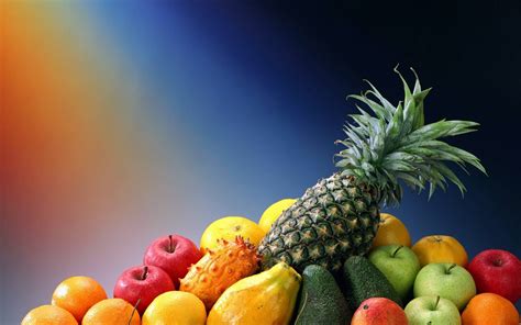 Bunch Of Fruits Fruit Gradient Apples Orange Fruit Hd Wallpaper