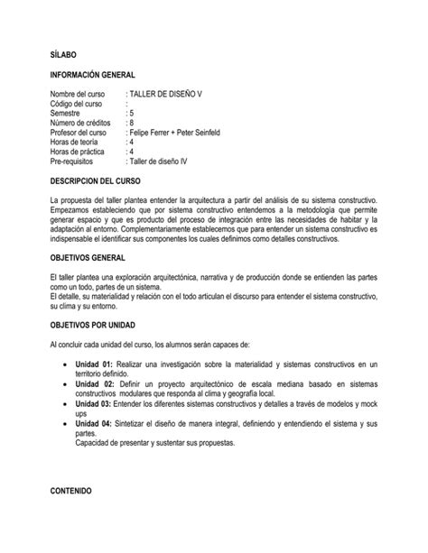 S Labo Informaci N General Nombre Del Curso