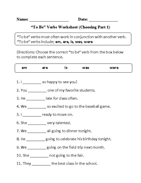 Verbs Worksheets To Be Verbs Worksheets Verb Worksheets Helping Verbs Nouns And Verbs