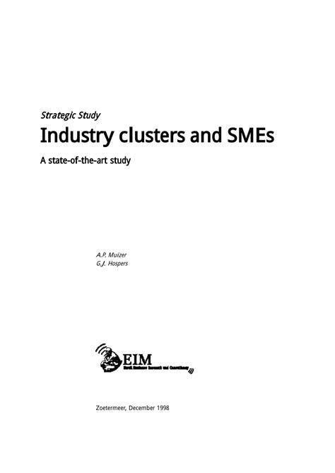 Pdf Industry Clusters And Smes