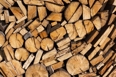 Folded For Storing Firewood Under A Canopy In The Open Air Stock Image