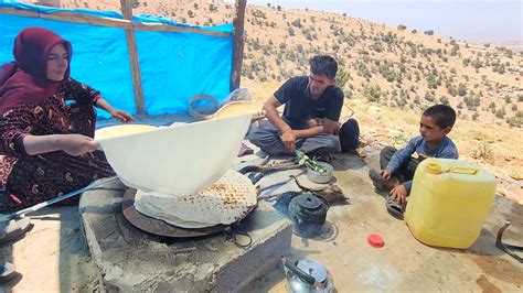 Documentary About The Way Of Cooking Nomadic Bread In The Mountains By