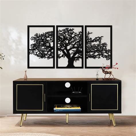 Quadro Decorativo Árvore Da Vida Mdf 3mm Vazado Preto Elo7