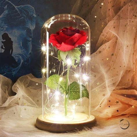 Forever Rose With Glass Dome Led Light