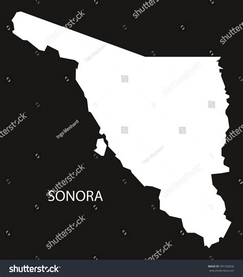 Sonora Mexico Map Black Inverted Silhouette Stock Vector Royalty Free