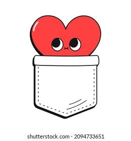 Cute Funny Heart Pocket Tshirt Printvector Stock Vector Royalty Free