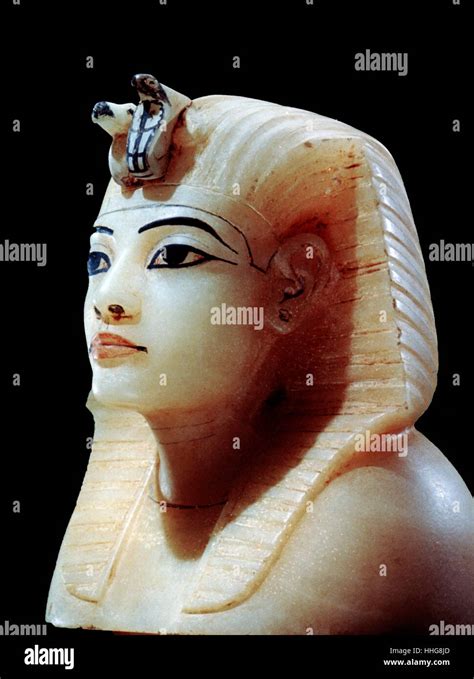 Alabaster Portrait Of Tutankhamen In The Form Of A Canopic Jar From The