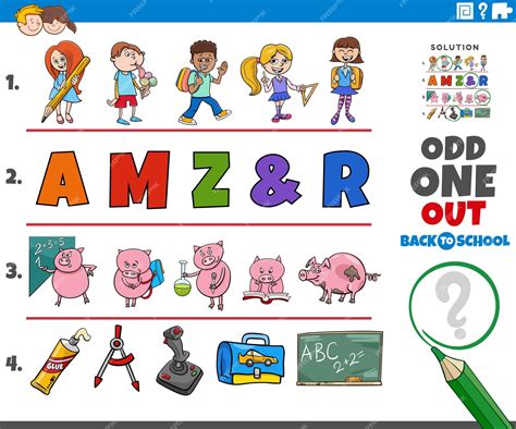 Premium Vector Odd One Out Task With Cartoon Characters