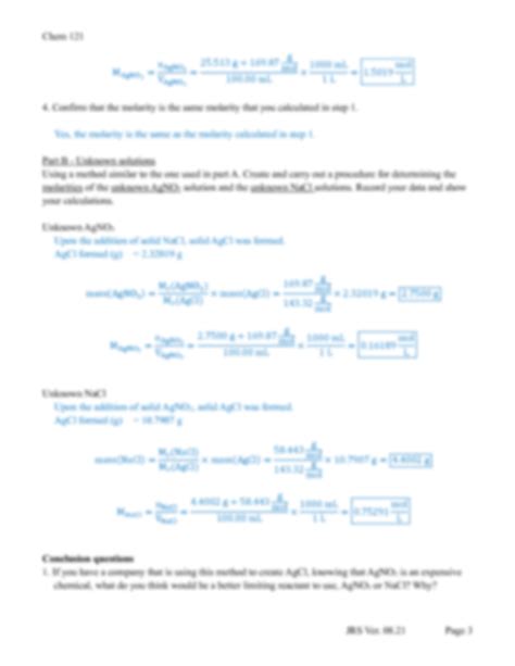 SOLUTION Stoichiometry And Limiting Reactant Lab Studypool