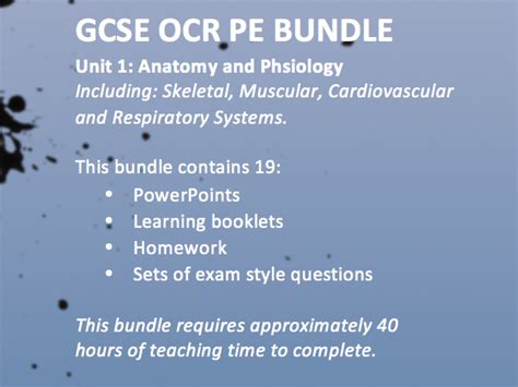 OCR GCSE PE 9 1 2016 Unit 1 Applied Anatomy And Physiology Teaching