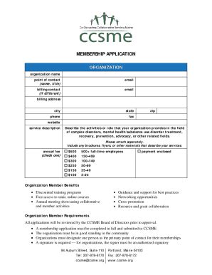 Fillable Online CCSME Membership Applications Fax Email Print PdfFiller