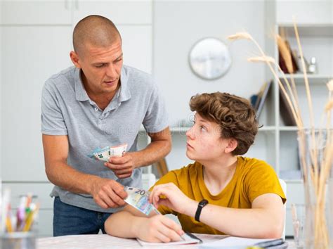 Father Giving Son Money Stock Photo Image Of Amercian 250587682