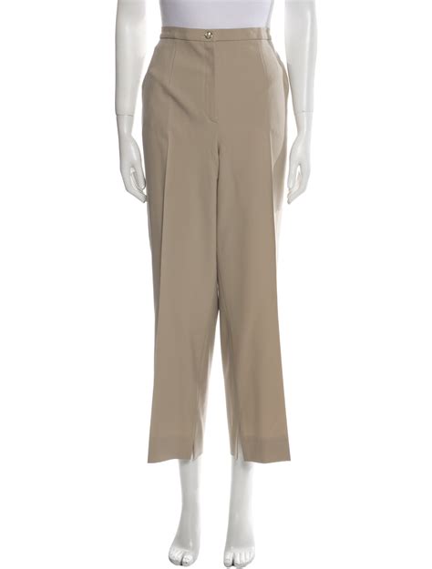 Escada Virgin Wool Wide Leg Pants Neutrals Rise Pants