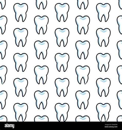 Tooth Seamless Doodle Pattern Vector Illustration Stock Vector Image