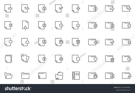 Files Folders Line Icons Set Linear Stock Vector Royalty Free