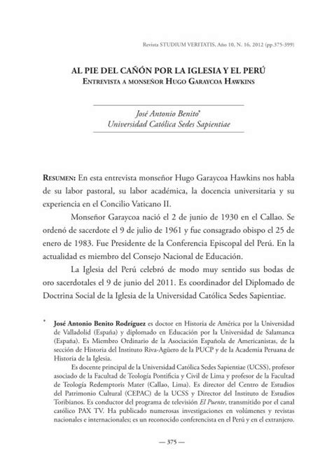 PDF José Antonio Benito Universidad Católica Sedes Sapientiae La