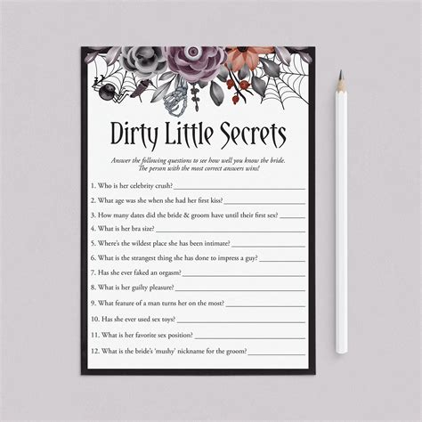 Halloween Hen Party Game Dirty Little Secrets Printable – LittleSizzle
