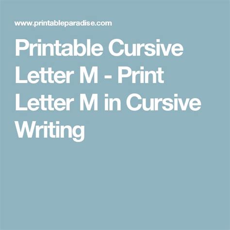 Printable Cursive Letter M - Print Letter M in Cursive Writing | Cursive letter b, Cursive ...