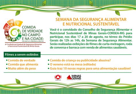 Semana Da Seguran A Alimentar E Nutricional Sustent Vel