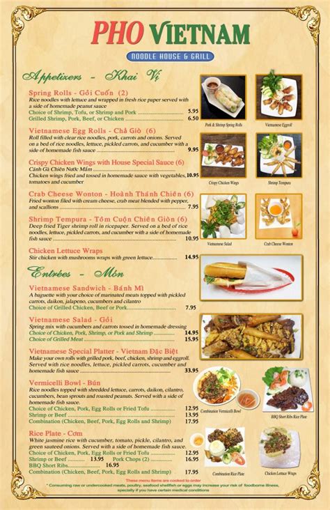 Our Menu Pho Vietnam