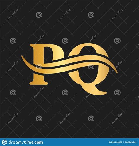 Letter Pq Logo Wave Luxury Logotype Design Stock Vector Illustration