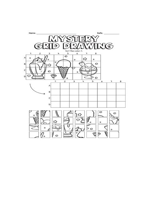 10 Printable Mystery Grid Drawing Worksheets Art Free Pdf At