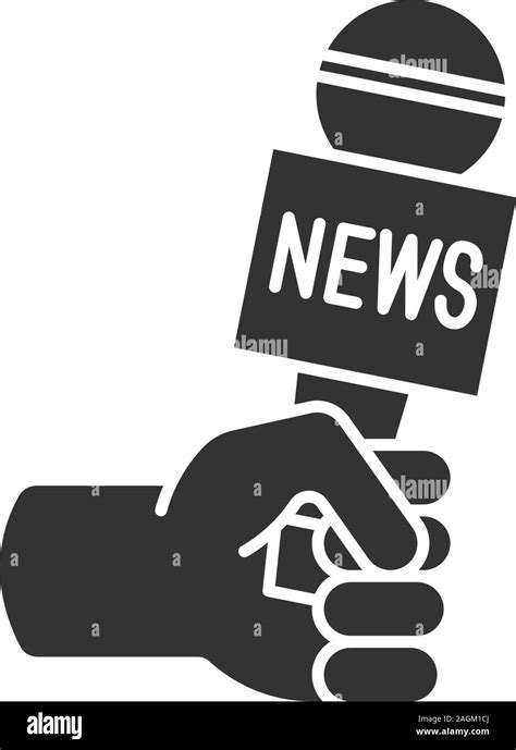 Journalist Holding Microphone Glyph Icon Interviewing Television