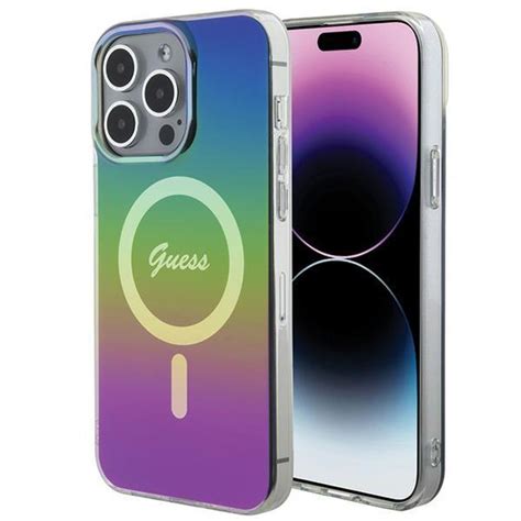 Guess IML Iridescent MagSafe tok iPhone 15 Pro-hoz - fekete - Leon