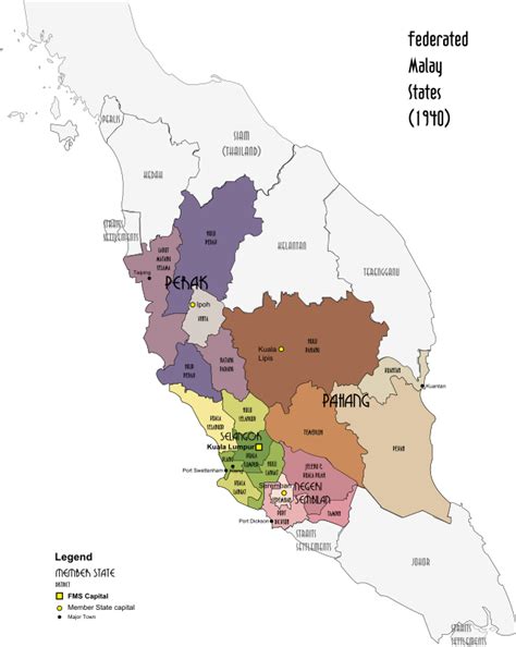 Map of the Federated Malay States, 1940 - Openclipart