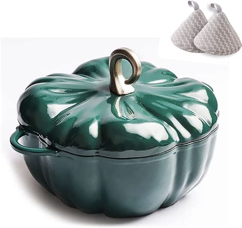 Bamfy Enameled Cast Iron Dutch Oven Pot With Lid Pumpkin Stockpot Non Stick Enamel