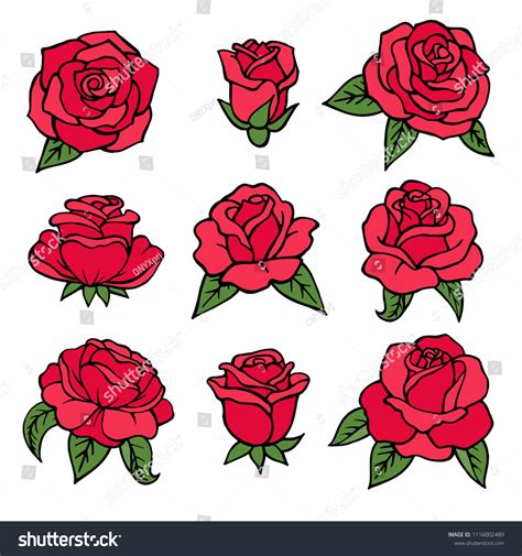 Illustrations Plants Red Roses Symbols Love Stock Vector Royalty Free