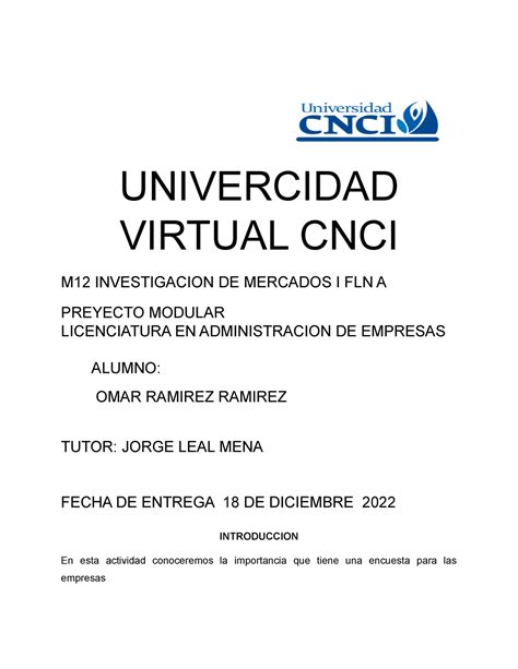 Proyecto Modular Invetsigacion De Mercados Univercidad Virtual Cnci