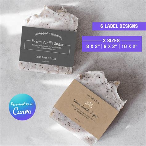 Custom Wrap Around Soap Bar Label Template Elegant Horizontal Soap