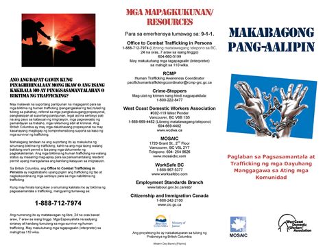 Human Trafficking Brochure Filipino Makabagong Pang Aalipin Paglaban