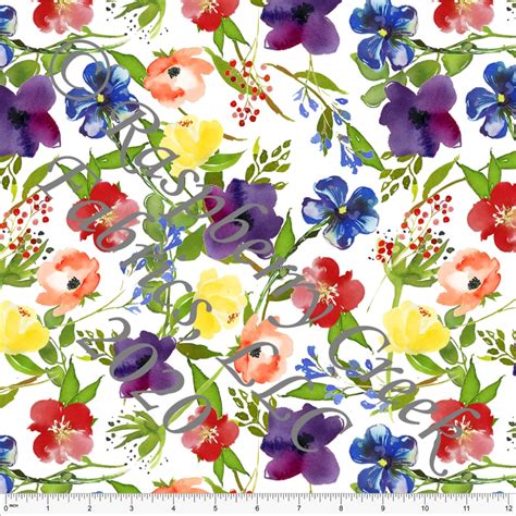 Eggplant Royal Blue Yellow Red And Green Watercolor Pansy Floral Club