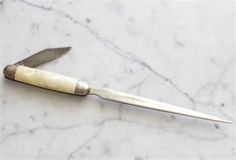 Vintage Mother Of Pearl Letter Opener With Hidden Pocket Knife Etsy