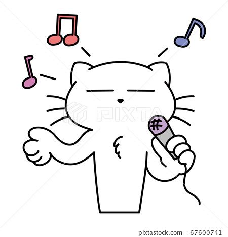 Cat Sing With Microphone Stock Illustration 67600741 PIXTA