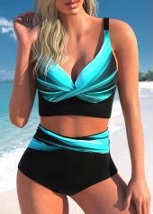 Rotita Criss Cross Navy Striped Bikini Top Rotita Usd