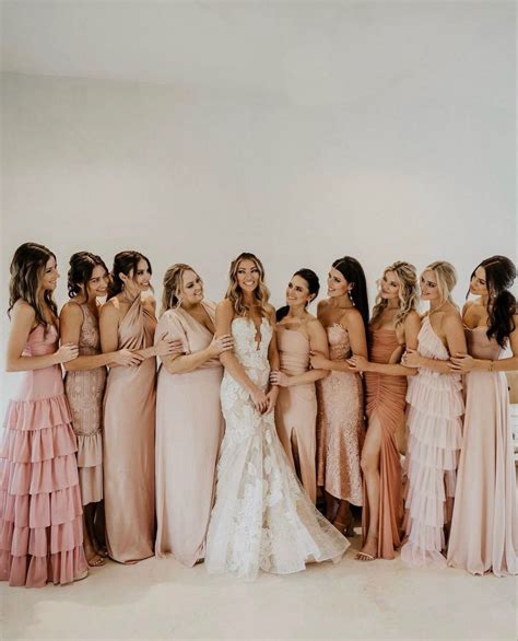 Pink Bridesmaid Dresses Mismatched Spring Wedding Bridesmaids Beige