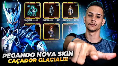 Free Fire Ao Vivopegando Nova Skin Ca Ador Glacial Treinosinho Solo