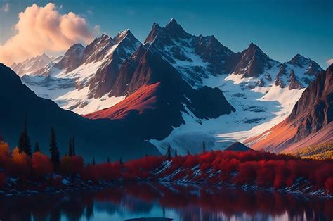 Premium Ai Image The Majestic Mountain Range A Tranquil Scene Of