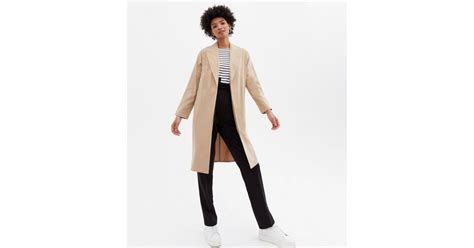 Camel Revere Collar Long Duster Coat New Look