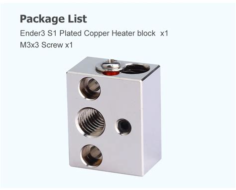 Ender3 S1 Plated Copper Heater Block