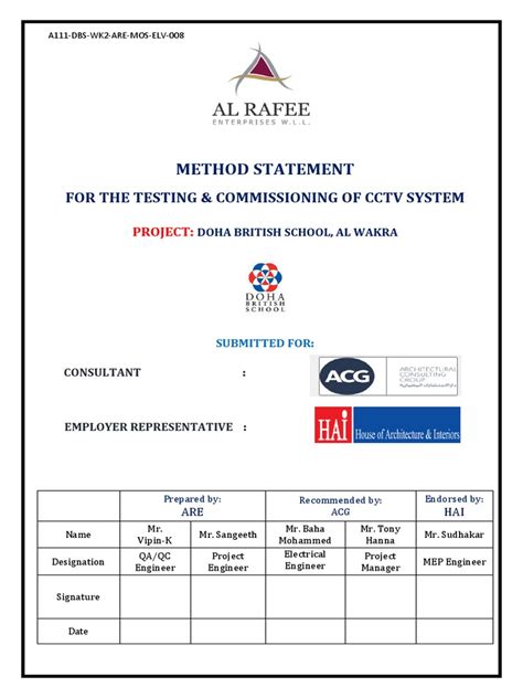 Testing And Commissioning Of Cctv System R0 Pdf Personal Protective Equipment Power Supply