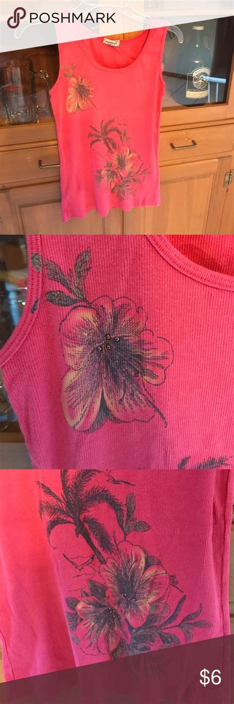 Flower Print Ribbed Tank Top