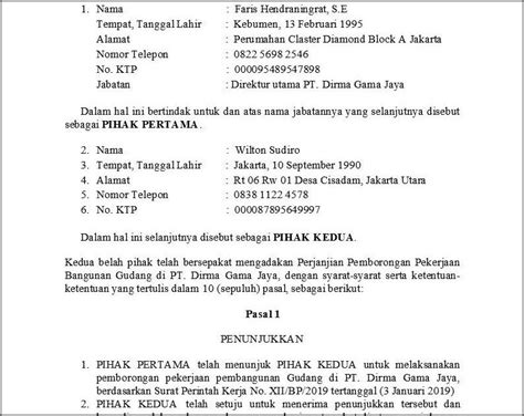 Contoh Surat Perjanjian Kerja Pekerjaan Konstruksi Baja Dwg Fastview