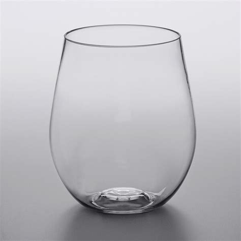 Visions 20 Oz Heavy Weight Clear Plastic Stemless Wine Glass 16 Pack