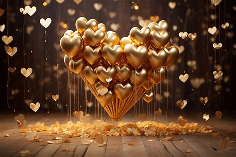 Hearts In Harmony A Whimsical Dance Of Golden Clusters For Love