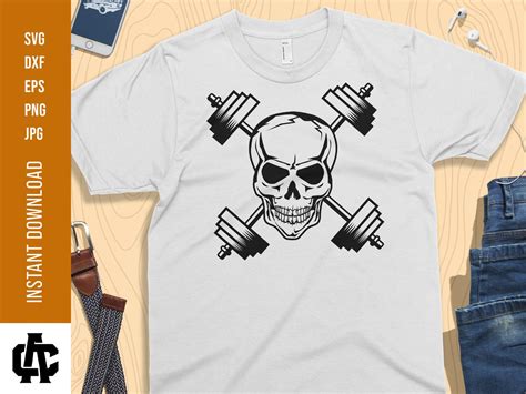 Skull Barbell Svg Fitness Bodybuilding Bar Weightlifting Etsy